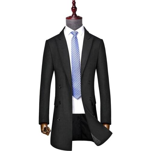 Clothes Men Autumn Winter New Long Wool Jacket Male Fashion Casual Thicken Slim Fit Mens Coat Brand Clothing