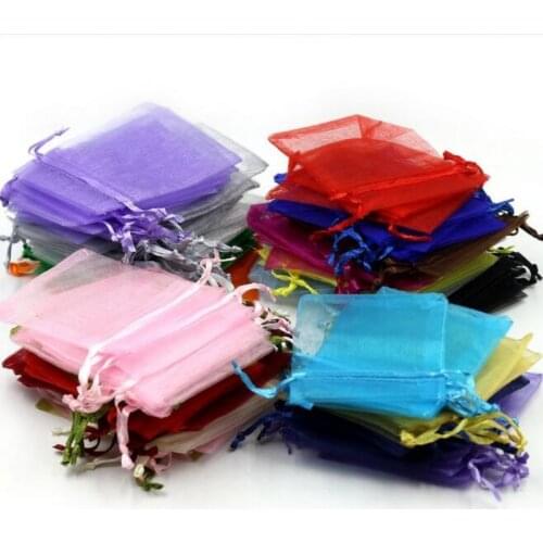 Kwoi Vita Wholesale 100pcs Colorful Color Jewelry Gift Pouch Bag Organza bags with Drawstring Wedding Suppliers 10x15cm