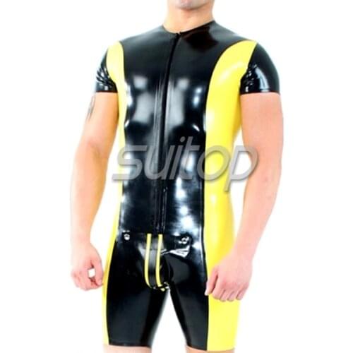 Latex tracking suit latex catsuit males jumpsuits rubber teddies SUITOP