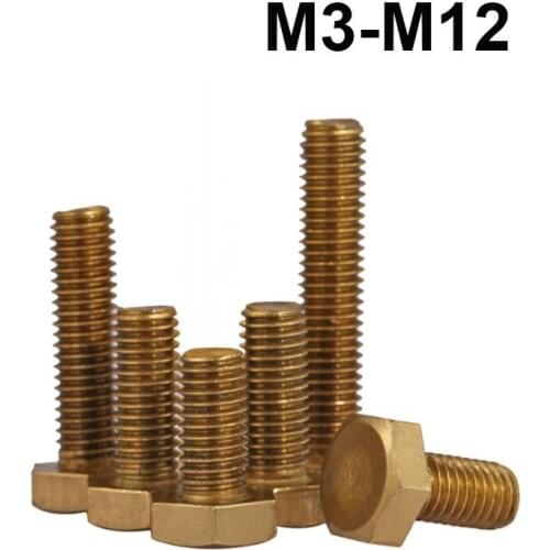 M3 M4 M5 M6 M8 M10 M12 Brass Hex Bolt Outer Hexagon Bolts Screws