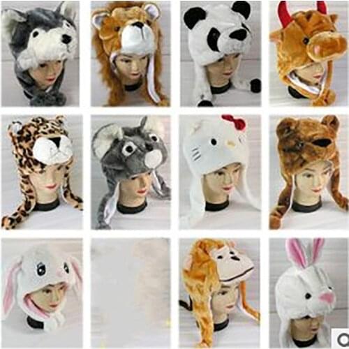 Cute Bunny Plush Cartoon Animal Hat Simulation Animal Hat Warm Earmuff Childrens Performance Props for kids and adult
