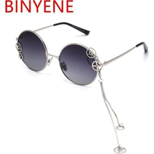 Trendy Clear Lens Round Sunglasses Ladies Unique Oversized Glasses Car Driving Polarized Sunglasses Female Luxury Designer
