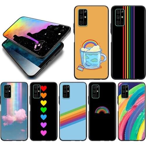 Fashion Rainbow Art Silicone Cover For Huawei Honor 10i 10 9C 9A RU 9X 9N 9S 9 Pro Lite Play 3E V9 Black Phone Case