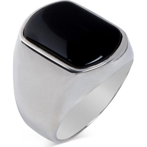 925 Sterling Silver Plain Onyx Stone Mens Ring Silver Ring for Men with Onyx Gemstone