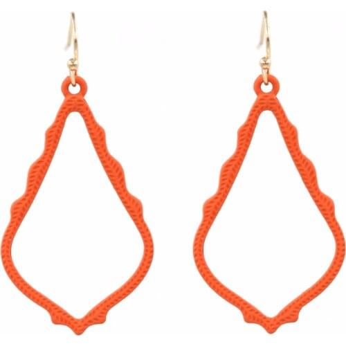 New fashion 4cm Painted Small Waterdrop Hollow Out Matte Drop Earring for Women