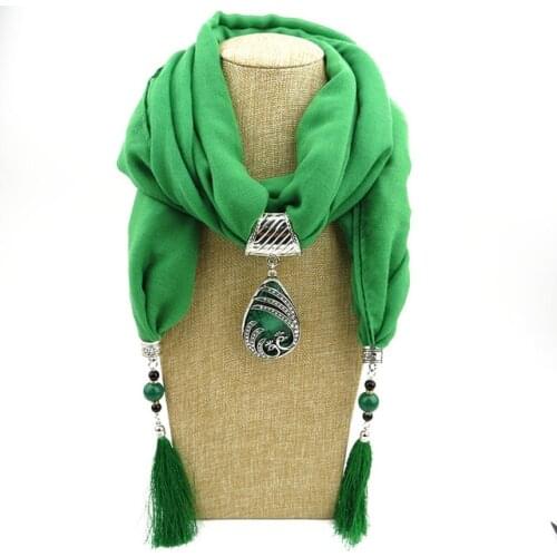 New statement Water Drop pendants necklace Scarf jewelry for ladies luxury designer Polyester Cotton scarfs neckerchief color