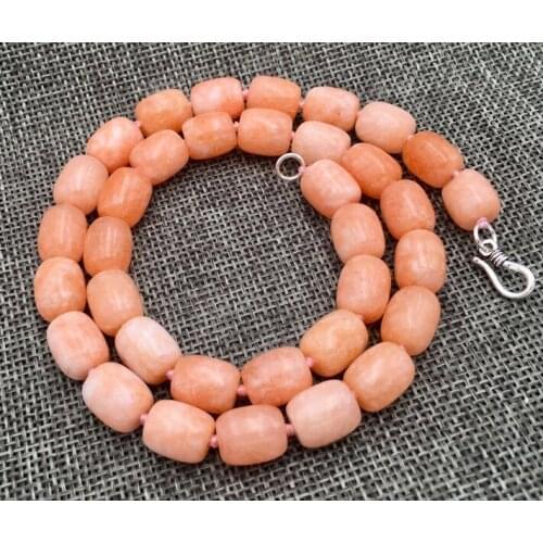 New 8x12MM AFRICA Orange jade GEMS BEADS NECKLACE 18" 925 silver Clasp