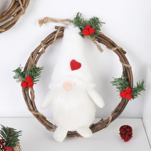 Christmas Santa Xmas Tree Door Hanging For Wall Window Hall Decor Garlands Plush Dolls Gnome Rattan Wreath With Swedish