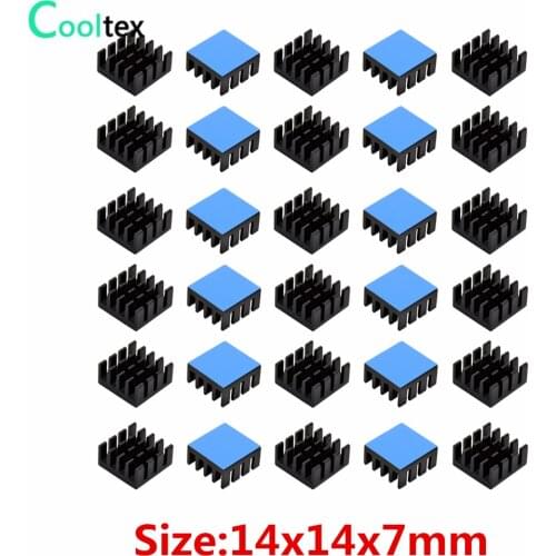 30pcs 14x14x7mm Aluminum Heatsink Radiator Cooling Cooler for Raspberry pi Electronic Chip IC MOS With Thermal Conductive Tape