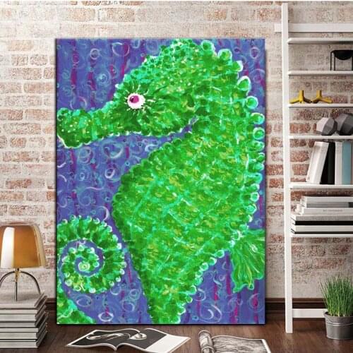 Nordic seahorse poster art painting abstract watercolor painting wall decoration childrens room painting frame painting TZ078