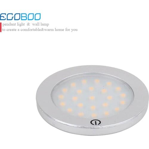 Modern silver 12v 2w stylish led round flat surface touch light lamps under kitchen cabinet lighting bulbs (10pcs/lot)