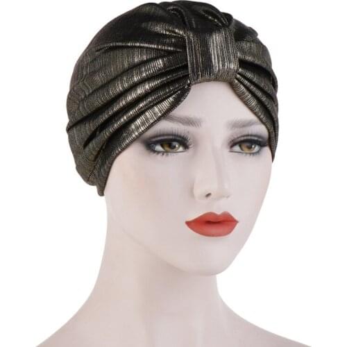 Special Muslim Solid Ruffle Knotted Cotton Turban Hat Cancer Chemo Beanies Bandans Cap Headwear Hearwrap Plated Hair Accessories