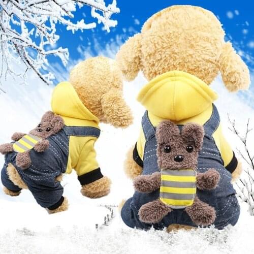 PUOUPUOU Thicken Cartoon Dog Clothes Winter Dog Jacket Coat Warm Pet Clothing Hoodies for Small Medium Dogs Puppy Outfit XS-XXL