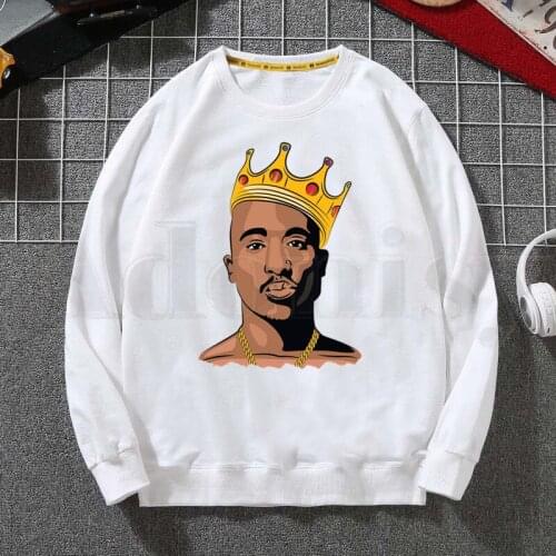Tupac 2pac Shakur Rapper Hip Hop Vintage Graphic Hoodies Sweatshirt Print Trend Mens Clothes Hip-Hop Male Crewneck Hoodies Men
