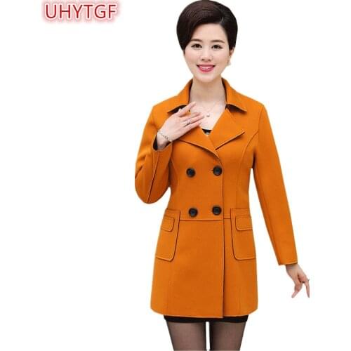 UHYTGF 2018 Spring Autumn Trench Coat Womens clothing Double-breasted Half Fashion Loose Casual Windbreaker Coats Long sleeve 42