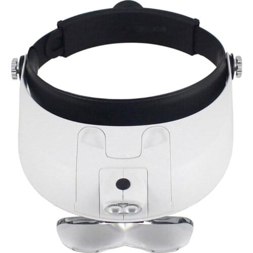 Headband Magnifying Glass with LED Light Head Wearing Loupe Headband Magnifier LED Light Head Loupe Reading Magnifier 85AC