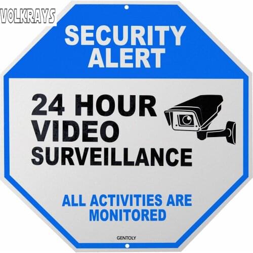 Volkrays Creative Car Sticker Video Surveillance Sign - Home Security Sign - Security Camera Sign Reflective PVC Decal,24cm*24cm