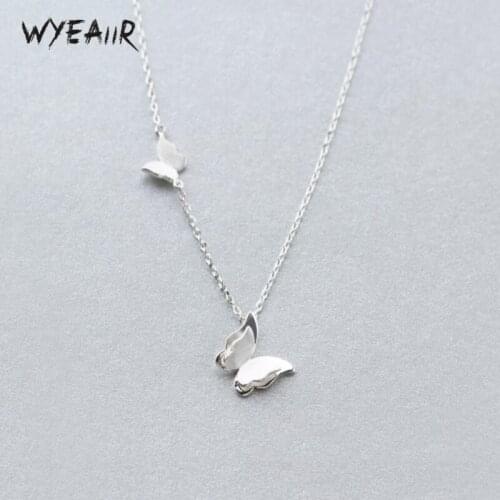 WYEAIIR Double Butterfly Sweet Cute Fresh Creative Fashion Art Student Gift 925 Sterling Silver Clavicle Chain Female Necklace