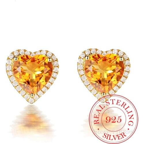 Fashion Jewelry Female Heart Stud Earring s925 Sterling Silver Crystal Earrings For Women 2021 Korean Gift Pendientes Mujer