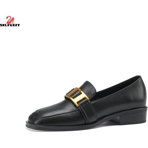 SKLFGXZY European American Style Ms. Leisure Shoes Women Genuine Leather Cowhide Women Shoes Wedding Party Shoes Oxford Shoes