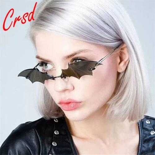 CRSD 2020 Rimless Wave Sun Glasses Luxury Fire Flame Sunglasses Women Metal Shades for Vintage Women Mirror Eyewear UV400