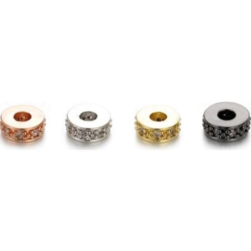 0.3*0.7cm round spacer micro pave cz crystal zircon cubic zirconia beads metal bracelet DIY making silver gold plated ryfh3