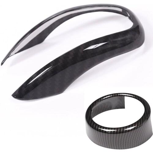 1 Pcs Abs Plastic Gear Shift Head Cover Trim & 1 Pcs Rear Grille Front Grill Logo Decor Ring Black Trimmed Frame