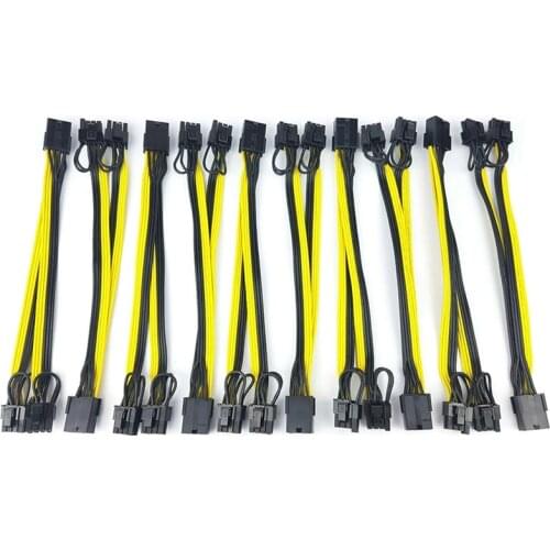 10Pcs 8 Pin PCI Express to Dual PCIE 8 (6+2) Pin Power Cable 20cm Graphics Card PCI-E GPU Power Data Cable Splitter