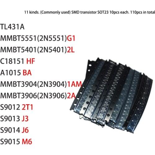 11 kinds of (commonly used) transistor SOT23 packages, TL431A 2N5551 2N5401 C18151 A1015 2N3904 2N3906 S9012 S9013 S9014 S9015