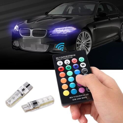 2 X 6LED T10 12V RGB Car Interior Dome Reading Light Lamp Bulb + Remote Control