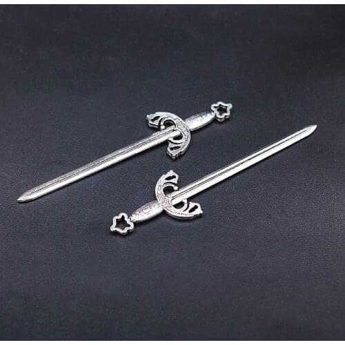 5pcs Silver Plated Large Sword of Knight Pendant DIY Charm Retro Necklace Earrings Jewelry Crafts Metal Accessories 77*20mm P706