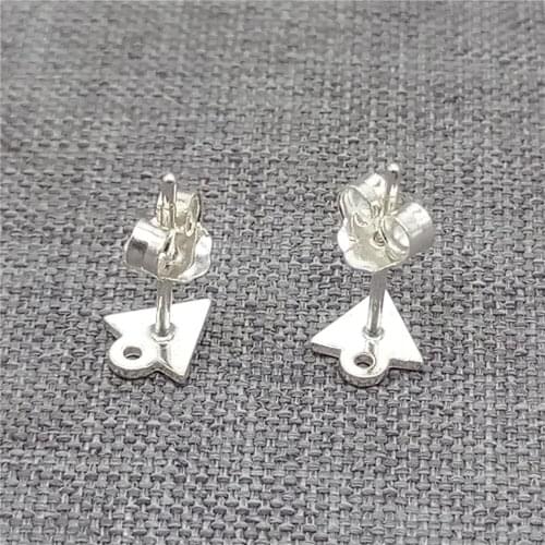 8prs of 925 Sterling Silver Triangle Stud Earring Posts w/ Back 0.8mm Ring Hole