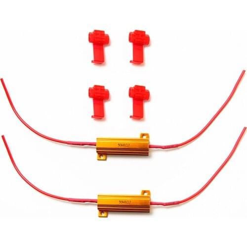 Anti-Flicker Adapter Waterproof 8ohm 50W Load Resistor Anti-Flashing LED Resistance Decoders for Reverse Light Turn Signal Lamp