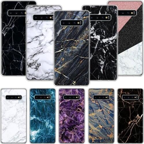 Black Marble Grain Simplicity Phone Case For Samsung Galaxy S10 S20 S21 S9 S8 S7 Note 10 20 9 8 FE J4 J6 Ultra Plus Lite Pro + E