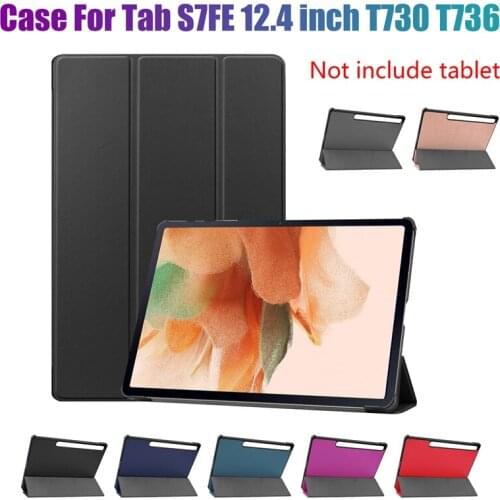 PU Leather Case for Samsung Tab S7FE 12.4 Inch T730/T736 2021 Tablet Anti-Drop Flip Case Tablet Stand
