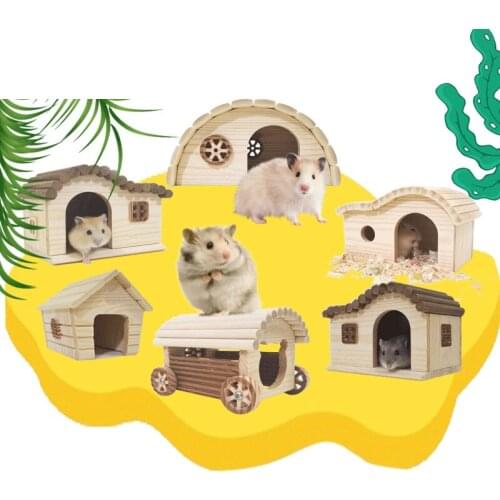 Wooden Hamster House Room Small Animal Cage Nest