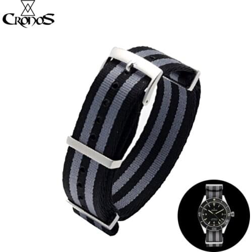 Cronos Watch Parts Nylon Nato Strap 20 mm Stainless steel Tongue Buckle Free Shipping Flat Ends For Diver L6004