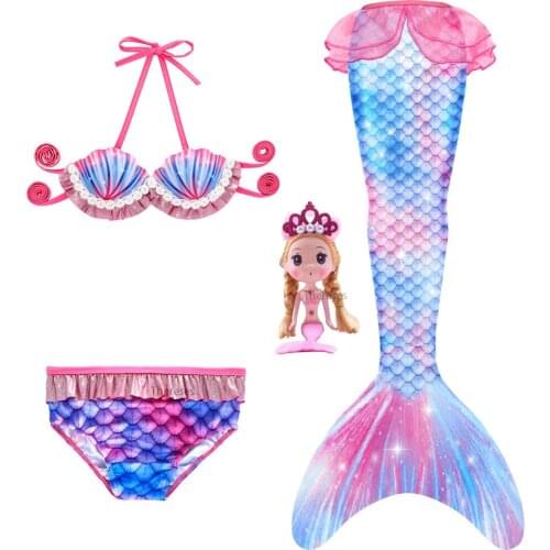 Children Mermaid Tail Girls Swimsuit Kids Swimwear Cute Kids Bikini Sets Ruffle Style Children Swimwear Kids Beach Wear