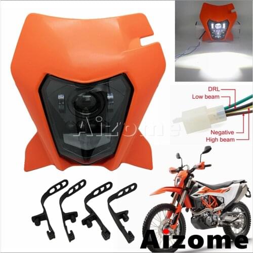 For EXC 350 500 Enduro LED Headlight Assembly Motorcycle Hi/Lo Beadm W/DRL Running Headlamp Dual Sport Supermoto For XC-W EXC-F