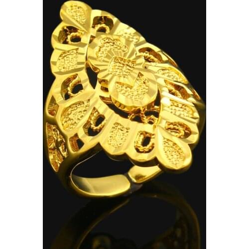 Resizable Gold Color Rings Women Wedding Jewelry Adjustable size Finger Ring India/Ethiopian/African/Nigerian/Kenya