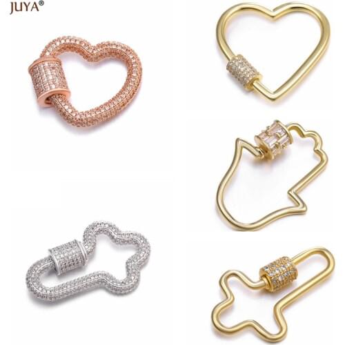 Juya New Luxury Jewelry Making Supplies Zircon Crystal Spiral Clasps Pendants Accessories For Necklaces Making DIY Fine Jewelry