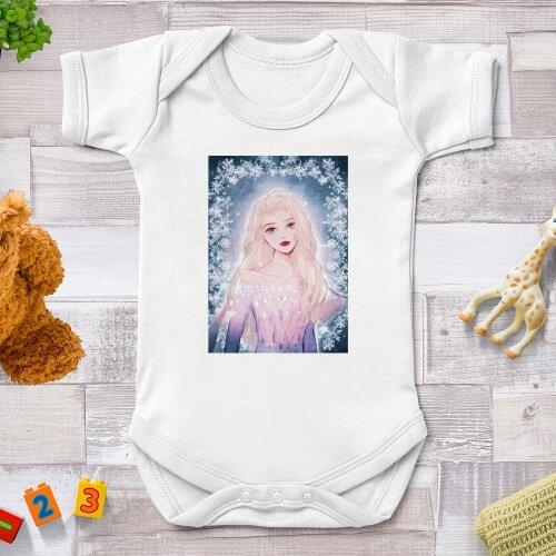 Summer Newborn Infant Baby Boy Girl Short Sleeve Princess Print Graphic Romper Jumpsuit Outfits Baby Clothes 0-24M
