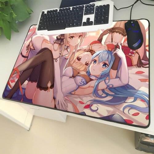 XGZ Cartoon Large Size Mouse Pad Black Lock Edge Big Breasts Sister Laptop PC Table Mat Cute Girl Rubber Non-slip Universal Type