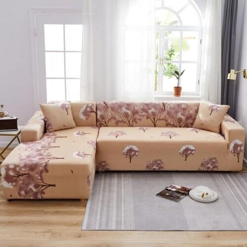 Printed L-shape Chaise Longue Sofa Covers for Living Room Sofa Protector Anti-dust Elastic Stretch Covers for Corner Sofa F8540