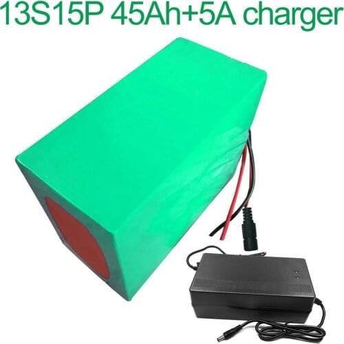 With 5A charger 48V 45Ah 13S15P 18650 Li-ion Battery Pack E-Bike Ebike electric bicycle 290x145x140mm