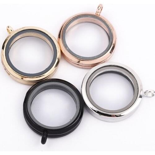 1pcs 30mm Round Plain Floating Locket 4 Color Magnetic Living Memory Locket Pendant For Women