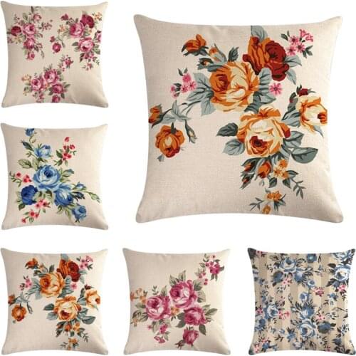 Romantic Flower Print Cushion Covers 45*45cm Flowers Tulip Design Valentines Day Gifts Home Bedroom Couch Decoration Pillowcase