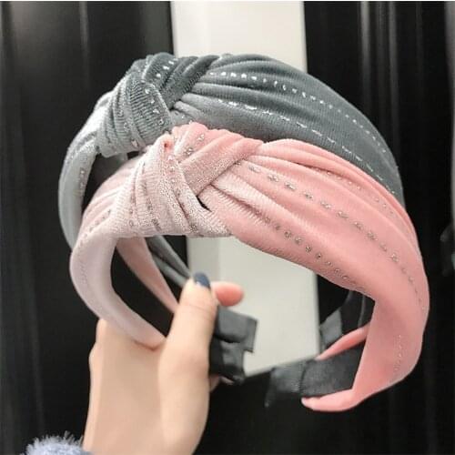 Knot Cross Tie Solid Fashion Velvet Gold Purfle Hair Bands Girls Bow Hoops Hair Accessories Twist Headbands Headdress Women