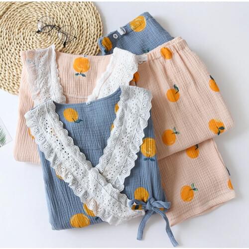 Fdfklak Gauze Cotton Pajamas For Nursing 2021 Spring Summer New Print Long Sleeve Thin Sleeping Clothes For Breastfeeding