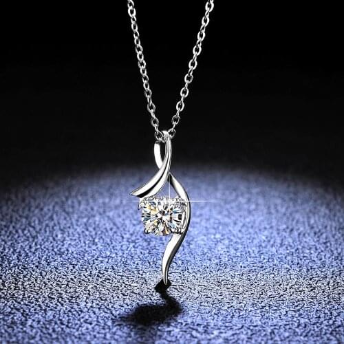 Silver 925 Original 1 Carat Diamond Test Past D Color Moissanite Ballet Dancer Pendant Necklace Chain Party Gemstone Jewelry